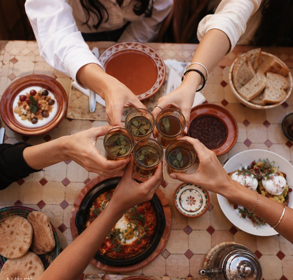 Brunch-Tisch mit Freunden